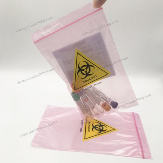 Pink Biohazard Symbol Specimen Transport Bag