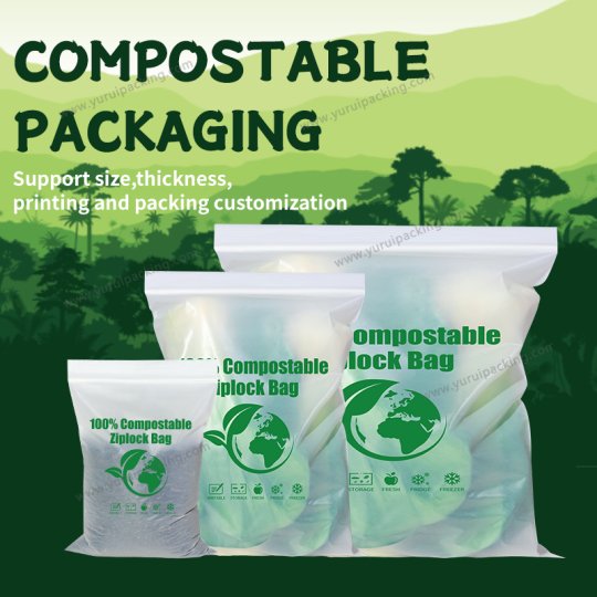 YURUI Custom Corn Starch Food Freezer Packaging Compost Ziplock Bag