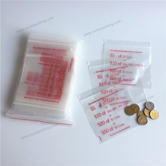 YURUI Custom Bank Coin Storage Packaging Ziplock Bag