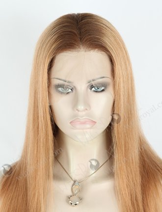 In Stock Brazilian Virgin Hair 18" Straight 10#/16# Evenly Blended With Roots Color 4# 13x4.5 Lace Front Wig MLF-04001