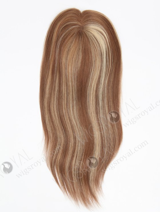 In Stock 6"*6.5" European Virgin Hair 16" Straight 9# with T9/22# Highlights Mono Top Hair Topper-049-258