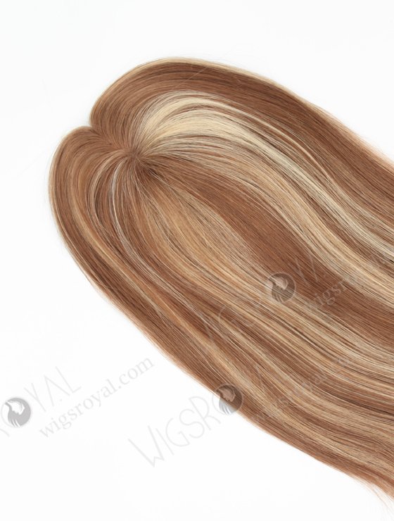 In Stock 6"*6.5" European Virgin Hair 16" Straight 9# with T9/22# Highlights Mono Top Hair Topper-049-259