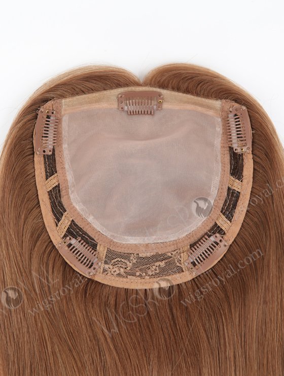 In Stock 6"*6.5" European Virgin Hair 16" Straight 9# with T9/22# Highlights Mono Top Hair Topper-049-260