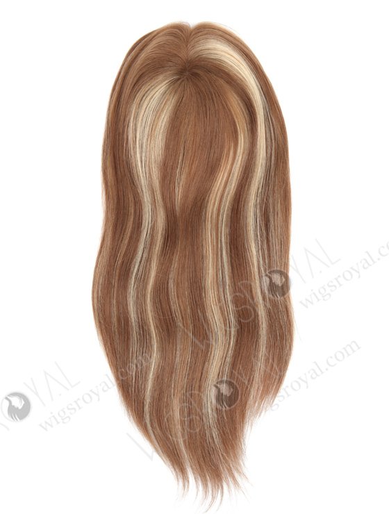 Premium Monofilament Top Human Hair Toppers With Highlights | In Stock 7"*7" European Virgin Hair 16" Straight 9# with T9/22# Highlights Mono Top Hair Topper-050-267