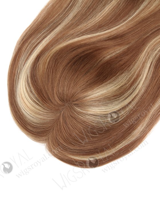 Premium Monofilament Top Human Hair Toppers With Highlights | In Stock 7"*7" European Virgin Hair 16" Straight 9# with T9/22# Highlights Mono Top Hair Topper-050-268