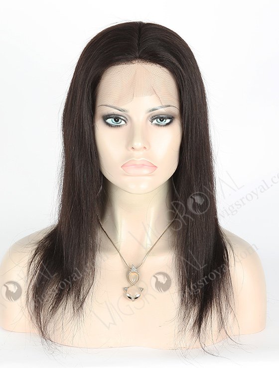 In Stock Indian Remy Hair 14" Light Yaki Natural Color Silk Top Full Lace Wig STW-004-281