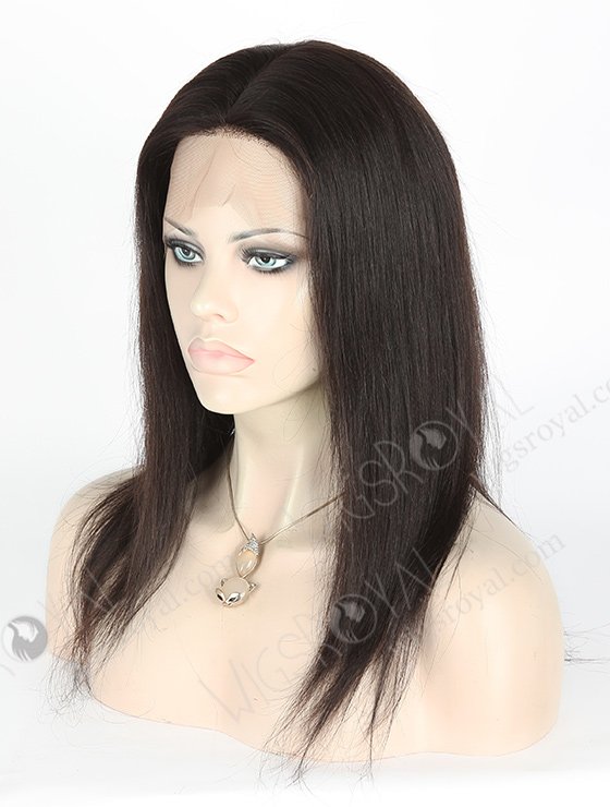 In Stock Indian Remy Hair 14" Light Yaki Natural Color Silk Top Full Lace Wig STW-004-279