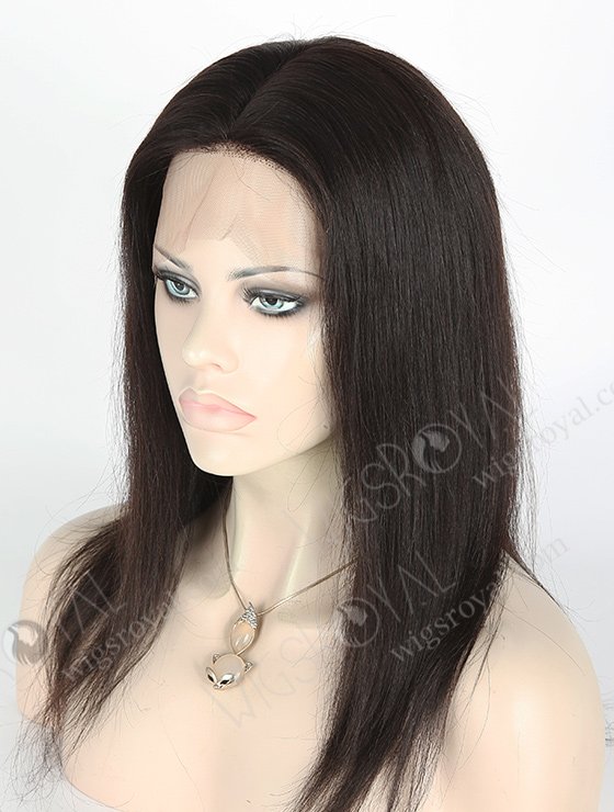 In Stock Indian Remy Hair 14" Light Yaki Natural Color Silk Top Full Lace Wig STW-004-282
