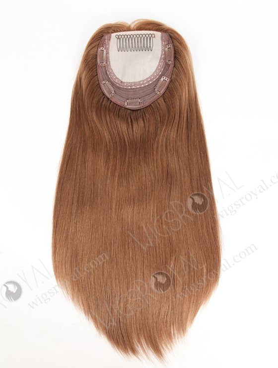 In Stock European Virgin Hair 16" One Length Straight 9# Color 5.5"×5.5" Silk Top Wefted Kosher Topper-022-430