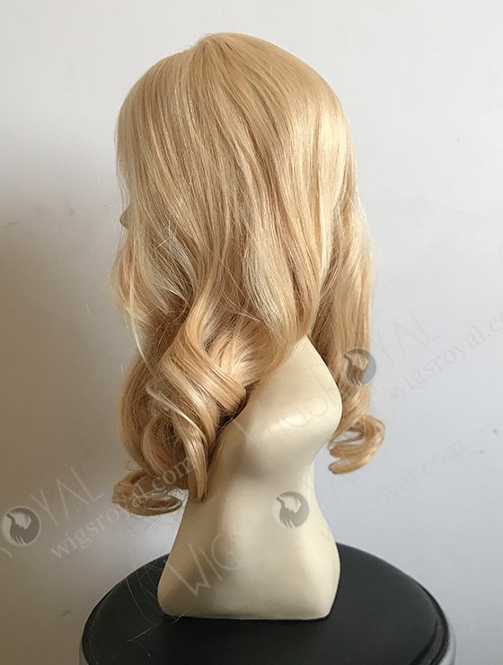 In Stock European Virgin Hair 18" One Length Bouncy Curl 24# with 613# Highlights 8"×8" Silk Top Wefted Hair Topper-047-697