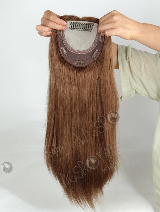 In Stock European Virgin Hair 16" One Length Straight 9# Color 5.5"×5.5" Silk Top Wefted Kosher Topper-022-432