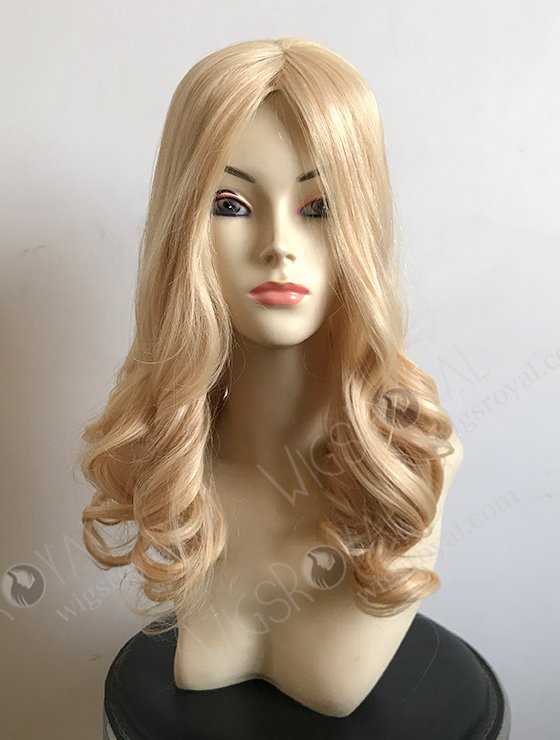 In Stock European Virgin Hair 18" One Length Bouncy Curl 24# with 613# Highlights 8"×8" Silk Top Wefted Hair Topper-047
