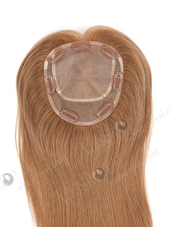 In Stock 5.5"*6" European Virgin Hair 16" Straight Color 8a# Silk Top Hair Topper-048-779