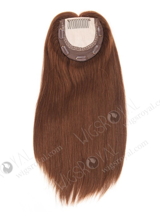 In Stock European Virgin Hair 16" One Length Straight 4# Color 5.5"×5.5" Silk Top Wefted Kosher Topper-006-423
