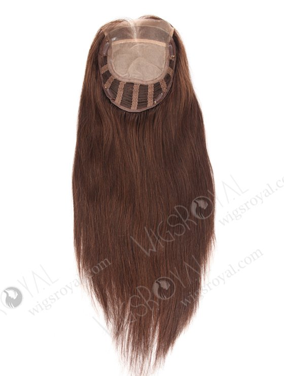 In Stock European Virgin Hair 18" Straight 2a# Color 7"×8" Silk Top Open Weft Human Hair Topper-004-393