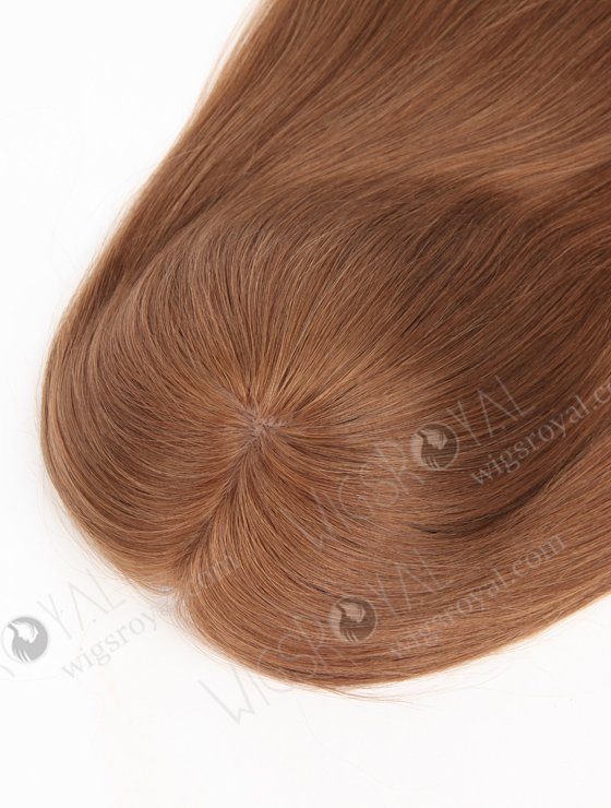 In Stock European Virgin Hair 18" Straight 9# Color 7"×8" Silk Top Open Weft Human Hair Topper-003-387