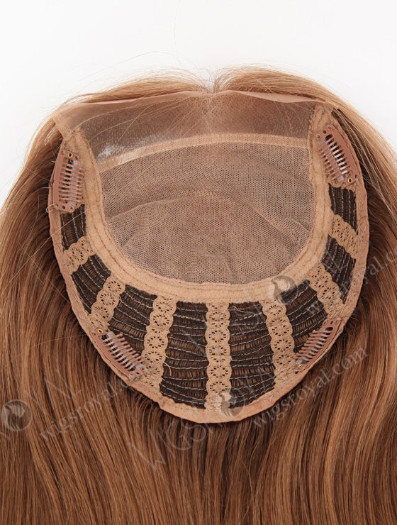 In Stock European Virgin Hair 18" Straight 9# Color 7"×8" Silk Top Open Weft Human Hair Topper-003-388