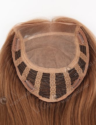 In Stock European Virgin Hair 18" Straight 9# Color 7"×8" Silk Top Open Weft Human Hair Topper-003