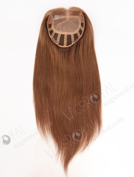 In Stock European Virgin Hair 18" Straight 9# Color 7"×8" Silk Top Open Weft Human Hair Topper-003-389