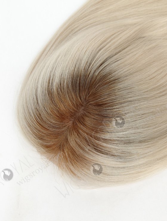 In Stock European Virgin Hair 18" Straight T9/white Color 7"×8" Silk Top Open Weft Human Hair Topper-005-399