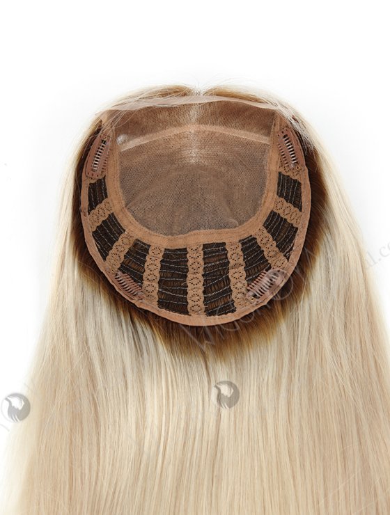 In Stock European Virgin Hair 18" Straight T9/white Color 7"×8" Silk Top Open Weft Human Hair Topper-005-400