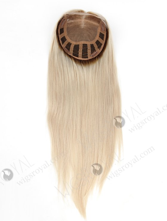 In Stock European Virgin Hair 18" Straight T9/white Color 7"×8" Silk Top Open Weft Human Hair Topper-005