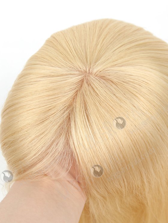 In Stock European Virgin Hair 16" Straight 613# Color 7"×8" Silk Top Open Weft Human Hair Topper-002-381