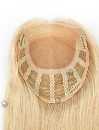 Best Blonde Real Human Hair Toppers for Women | In Stock European Virgin Hair 16" Straight 613# Color 7"×8" Silk Top Open Weft Human Hair Topper-002
