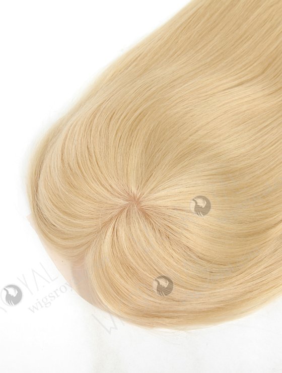 In Stock European Virgin Hair 16" Straight 613# Color 7"×8" Silk Top Open Weft Human Hair Topper-002-384