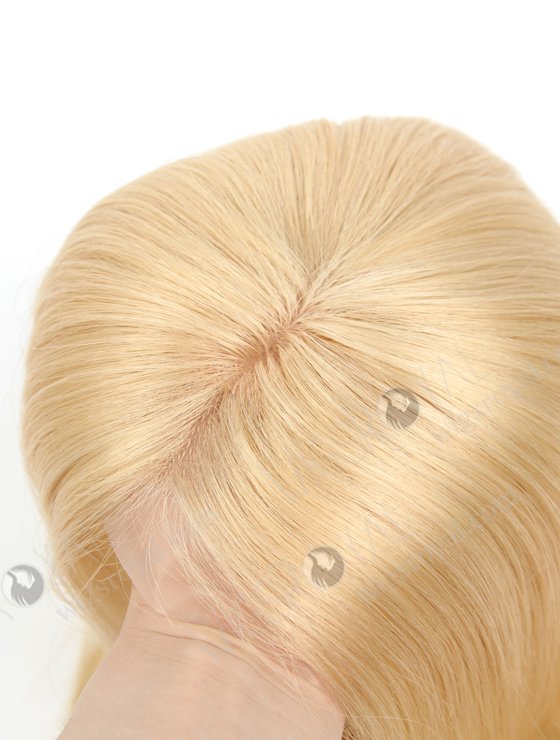In Stock European Virgin Hair 18" Straight 22# Color 7"×8" Silk Top Open Weft Human Hair Topper-001-374