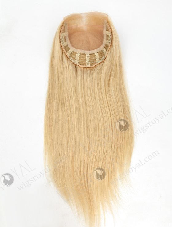 Best Blonde Clip On Hair Pieces for Thinning Hair | In Stock European Virgin Hair 18" Straight 22# Color 7"×8" Silk Top Open Weft Human Hair Topper-001-373