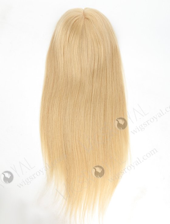 Best Blonde Clip On Hair Pieces for Thinning Hair | In Stock European Virgin Hair 18" Straight 22# Color 7"×8" Silk Top Open Weft Human Hair Topper-001-375