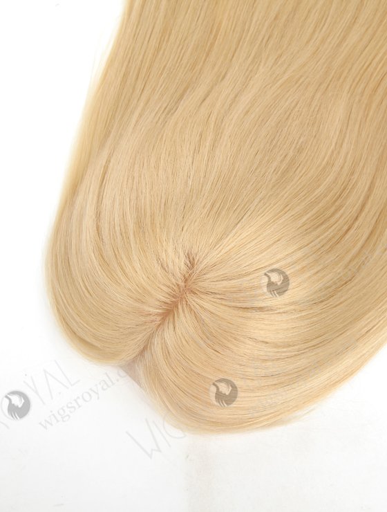 Best Blonde Clip On Hair Pieces for Thinning Hair | In Stock European Virgin Hair 18" Straight 22# Color 7"×8" Silk Top Open Weft Human Hair Topper-001-376