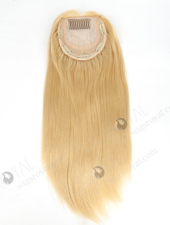 In Stock European Virgin Hair 16" One Length Straight 22# Color 5.5"×5.5" Silk Top Wefted Hair Topper-016-449