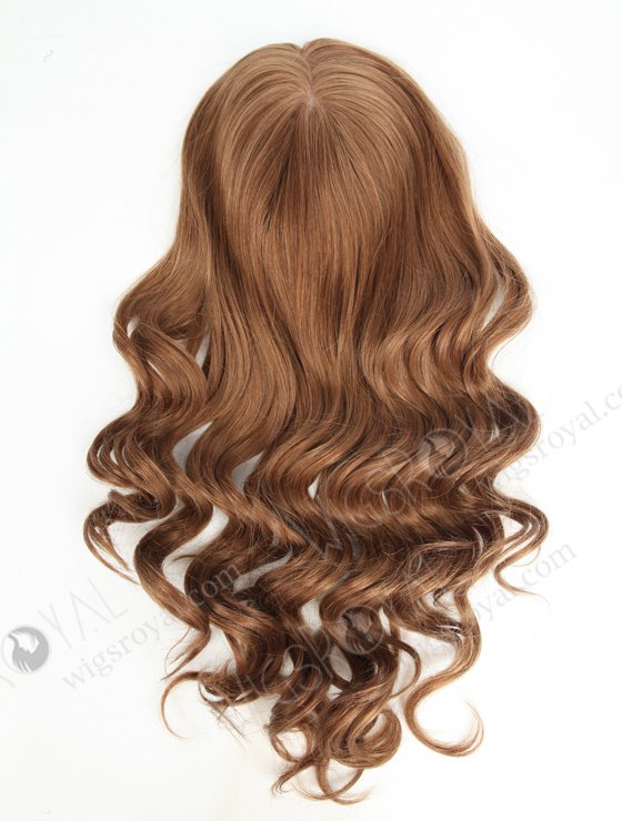 In Stock European Virgin Hair 18" One Length Bouncy Curl 9# Color 8"×8" Silk Top Wefted Hair Topper-021-667