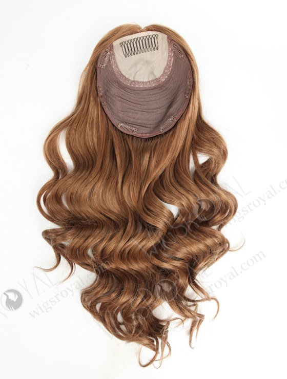In Stock European Virgin Hair 18" One Length Bouncy Curl 9# Color 8"×8" Silk Top Wefted Hair Topper-021-669