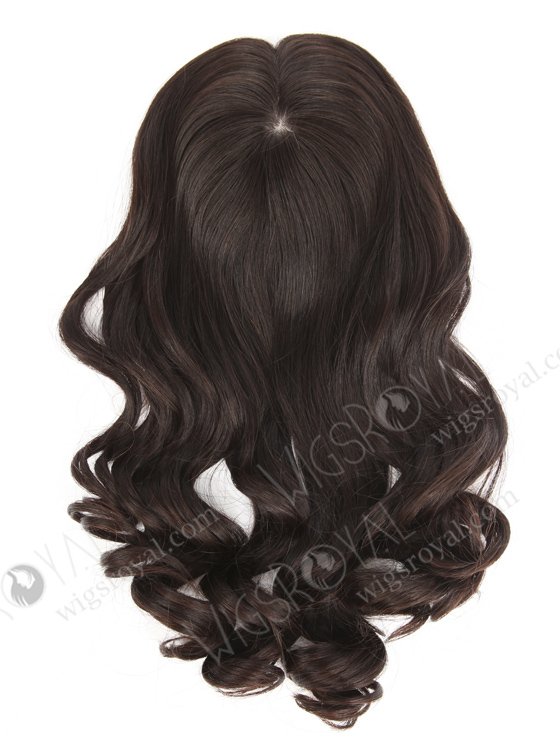 In Stock European Virgin Hair 18" One Length Bouncy Curl Natural Color 7"×7" Silk Top Wefted Hair Topper-018-511