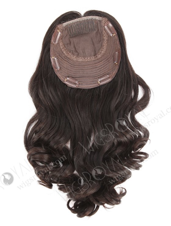 In Stock European Virgin Hair 18" One Length Bouncy Curl Natural Color 7"×7" Silk Top Wefted Hair Topper-018-512