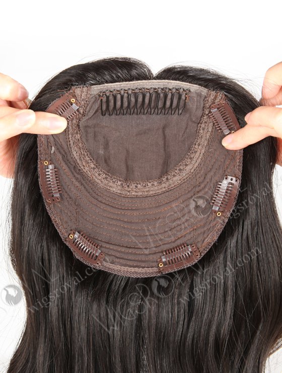 In Stock European Virgin Hair 18" One Length Bouncy Curl Natural Color 7"×7" Silk Top Wefted Hair Topper-018-510