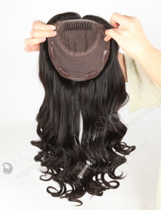 In Stock European Virgin Hair 18" One Length Bouncy Curl Natural Color 7"×7" Silk Top Wefted Hair Topper-018