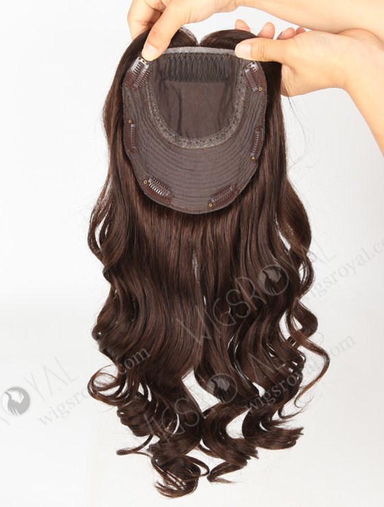In Stock European Virgin Hair 16" One Length Bouncy Curl 2a# Color 7"×7" Silk Top Wefted Hair Topper-019-530