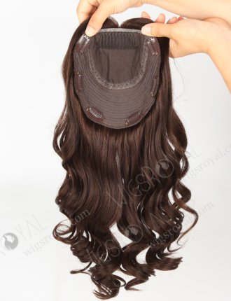 In Stock European Virgin Hair 16" One Length Bouncy Curl 2a# Color 7"×7" Silk Top Wefted Hair Topper-019