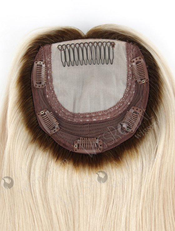 In Stock European Virgin Hair 16" One Length Straight T9/White Color 5.5"×5.5" Silk Top Wefted Kosher Topper-025-483