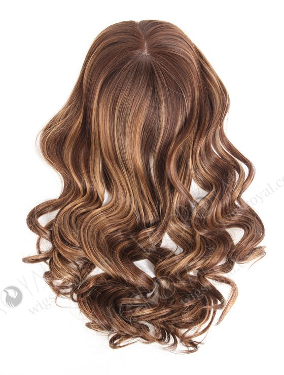 In Stock European Virgin Hair 18" One Length Bouncy Curl 3# with T3/8# Highlights 7"×7" Silk Top Wefted Topper-030-552