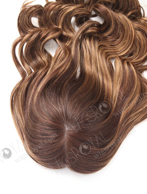 In Stock European Virgin Hair 18" One Length Bouncy Curl 3# with T3/8# Highlights 7"×7" Silk Top Wefted Topper-030-554