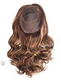 In Stock European Virgin Hair 18" One Length Bouncy Curl 3# with T3/8# Highlights 7"×7" Silk Top Wefted Topper-030