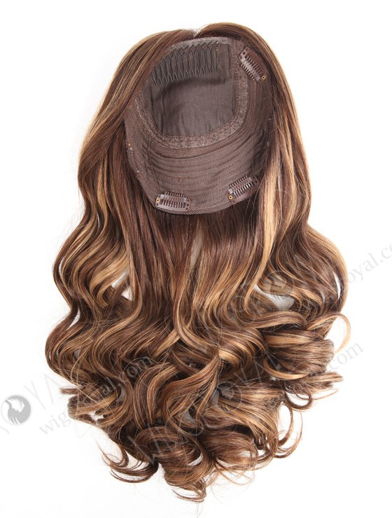 In Stock European Virgin Hair 18" One Length Bouncy Curl 3# with T3/8# Highlights 7"×7" Silk Top Wefted Topper-030-555