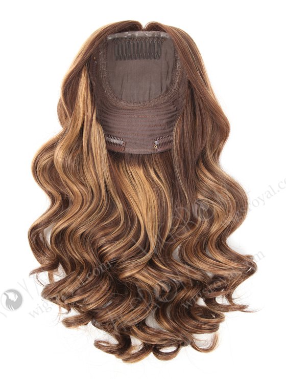 In Stock European Virgin Hair 16" Bouncy Curl 3# with T3/8# Highlights 7"×7" Silk Top Wefted Topper-034-542