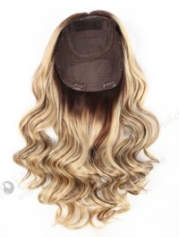 In Stock European Virgin Hair 18" One Length Bouncy Curl T4/22# with 4# Highlights 8"×8" Silk Top Wefted Hair Topper-033