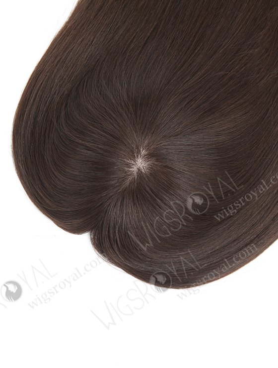 In Stock 5.5"*6" European Virgin Hair 12" Natural Straight Natural Color Silk Top Hair Topper-007-715